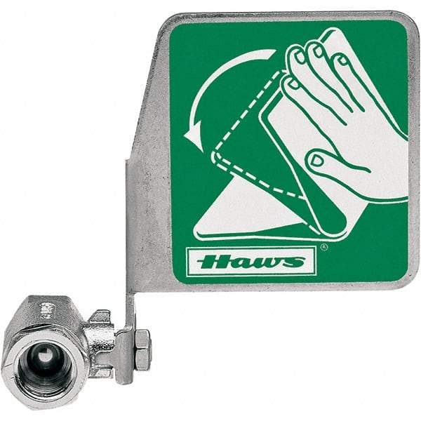 Haws - 1/2" Inlet, 7" Long x 5" Wide x 3" High, Stainless Steel Plumbed Wash Station Stay-Open Ball Valve - Green Matting, Compatible with Combination Drench Shower & Eye/Face Wash Stations - USA Tool & Supply