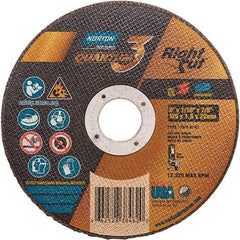 Norton - 5" 36 Grit Ceramic Alumina Cutoff Wheel - 1/16" Thick, 7/8" Arbor, 12,225 Max RPM, Use with Angle Grinders - USA Tool & Supply