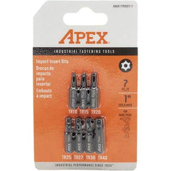 Apex - 1/4" Drive Torx Screwdriver Bit - 1" OAL, Insert Bit - USA Tool & Supply