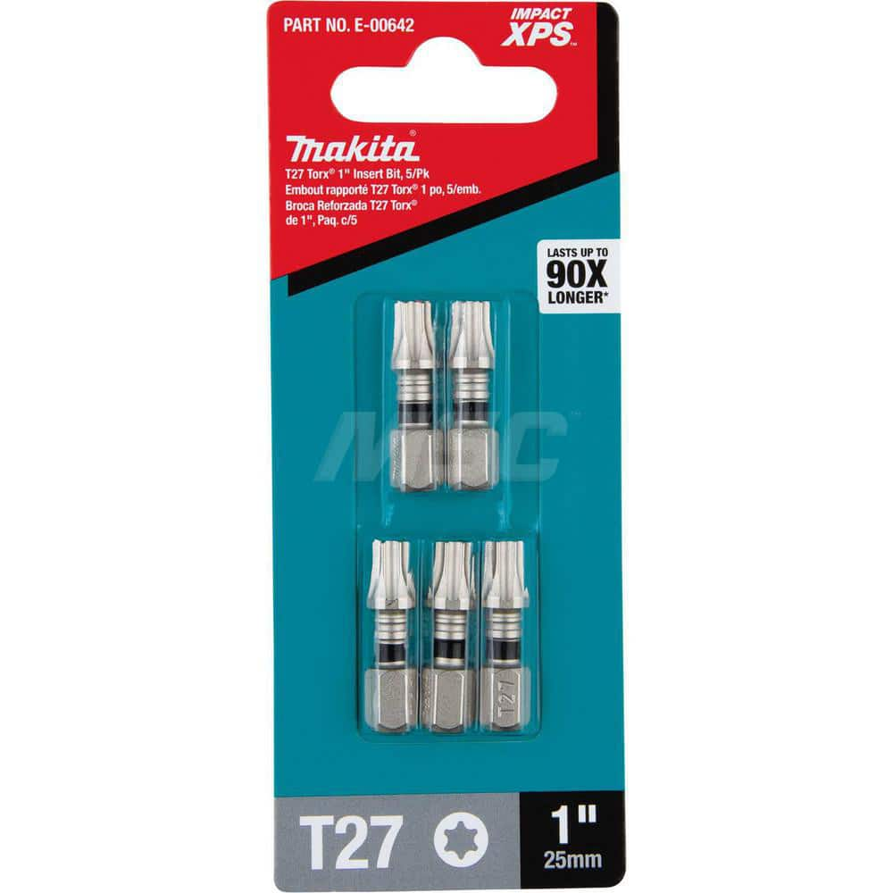 Power Screwdriver Bit: T27 Torx, 1/4″ Hex Drive 1″ OAL