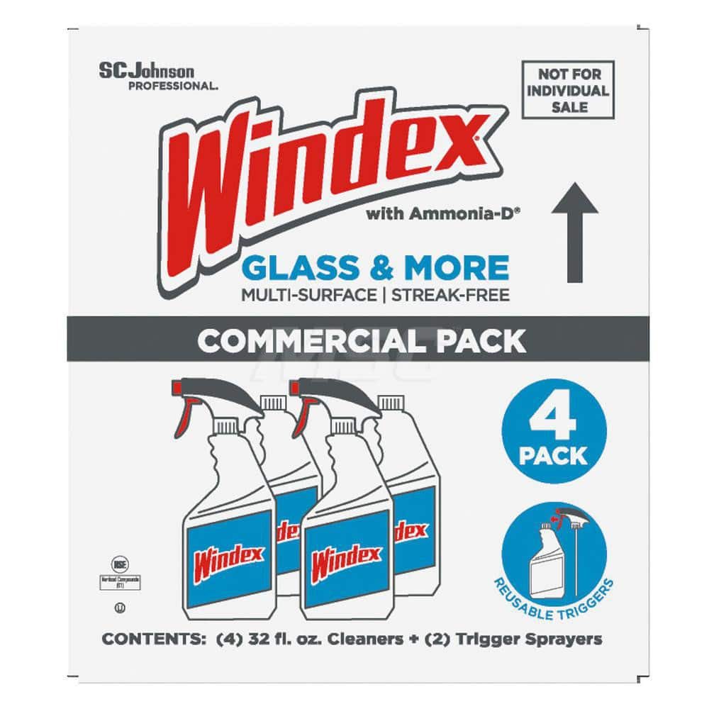 Windex Glass & More, Multi-Surface, Streak-Free Commercial, 4 Piece Set, Capped Bottles, 2 Triggers, 32oz Nsf And Kosher Certified