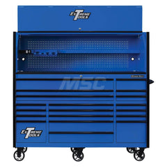 Tool Storage Combos & Systems; Type: Roller Cabinet with Hutch Combo; Drawers Range: 16 Drawers or More; Number of Pieces: 2.000; Width Range: 72″ and Wider; Depth Range: 30″ and Deeper; Height Range: 60″ and Higher; Color: Combo Blue with Black Trim; Typ