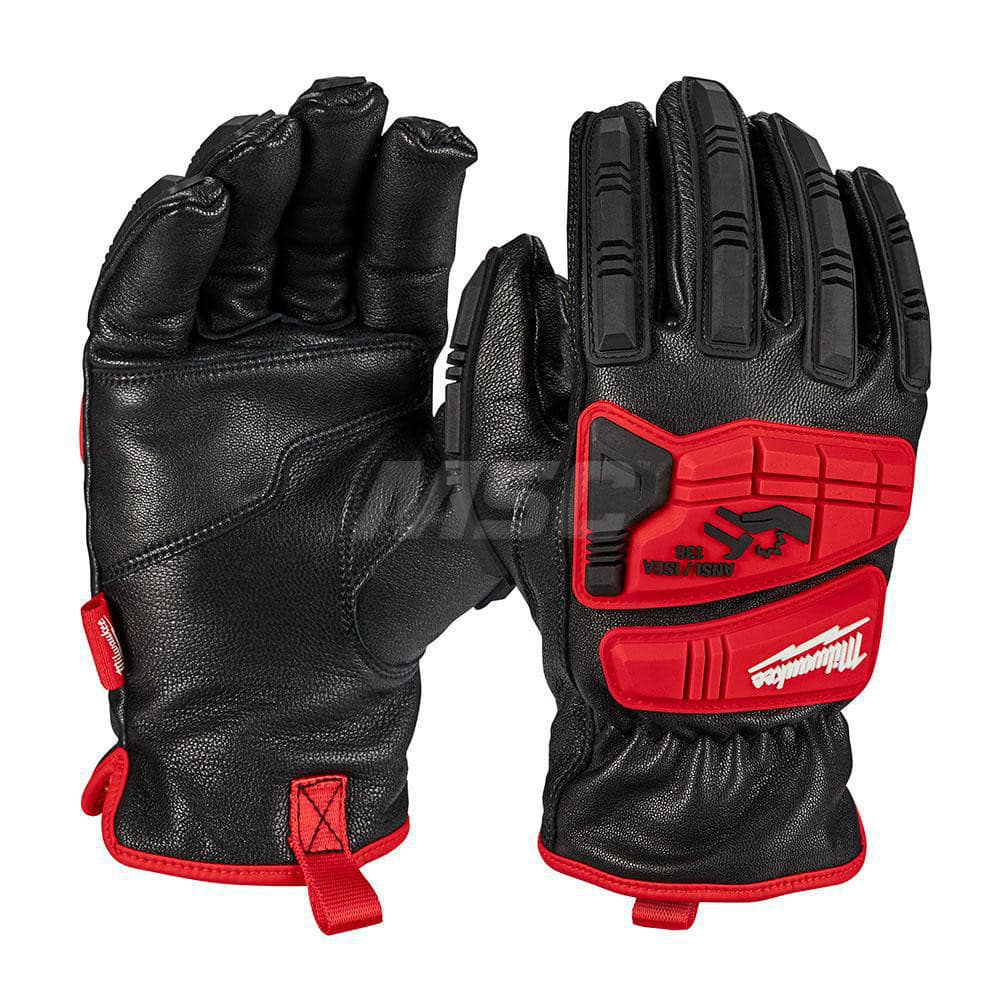 Cut, Puncture & Abrasive-Resistant Gloves: Large, ANSI Cut A5, ANSI Puncture 3, Acrylic & Terry Lined, Leather Black, Smooth Grip, ANSI Abrasion 3