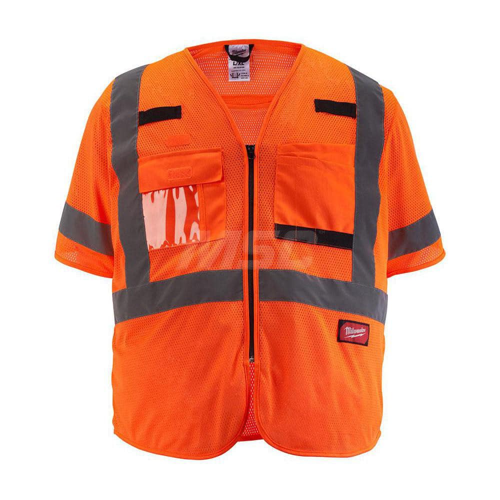 High Visibility Vest: 4X & 5X-Large Orange, Zipper Closure