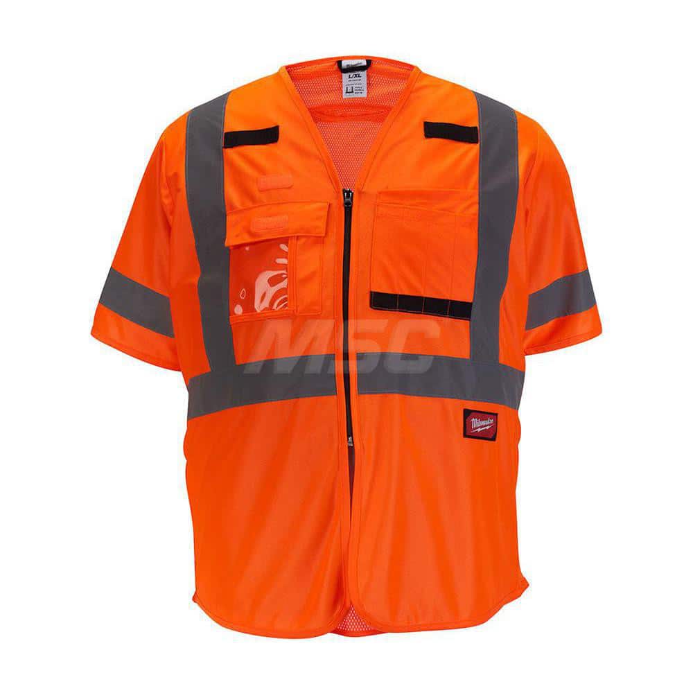 High Visibility Vest: 4X & 5X-Large Orange, Zipper Closure