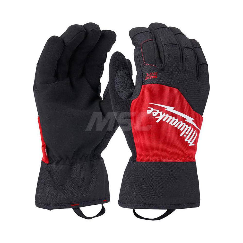 General Purpose Gloves: Size L, Polyester-Lined Black, Smooth Grip
