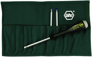 4 Piece - ESD Safe Interchangeable Blade Set Includes ESD Safe Handle - #10891 - Slotted 3; 4; 6 and Phillips #0; 1 & 2 Blades in Canvas Pouch - USA Tool & Supply