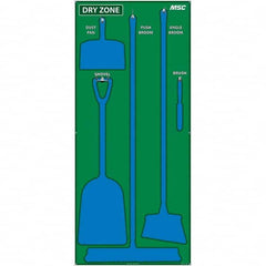 30 x 68″ Aluminum Composite Panel Shadow Board 1 Panel, 5 Hooks, Green/Blue