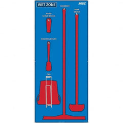 30 x 68″ Aluminum Shadow Board 1 Panel, 5 Hooks, Blue/Red