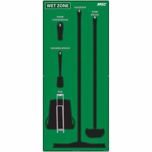 30 x 68″ Aluminum Composite Panel Shadow Board 1 Panel, 5 Hooks, Green/Black