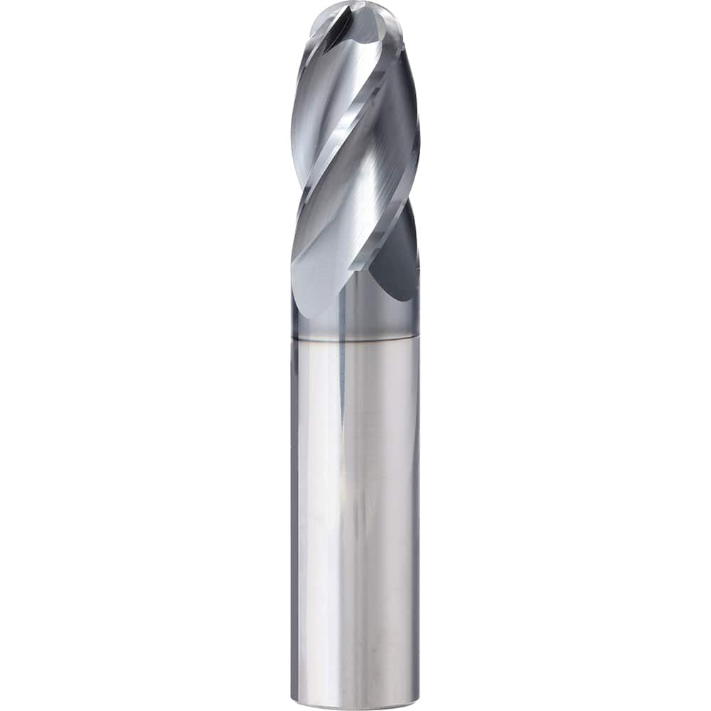 Supermill - Ball End Mills; Mill Diameter (Inch): 1/2 ; Mill Diameter (Decimal Inch): 0.5000 ; Number of Flutes: 4 ; Length of Cut (Inch): 3 ; Length of Cut (Decimal Inch): 3.0000 ; Material: Solid Carbide - Exact Industrial Supply