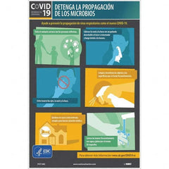 NMC - "DETENGA LA PROPAGACI\xD3N DE LOS MICROBIOS", 12" Wide x 18" High, Vinyl Safety Sign - USA Tool & Supply