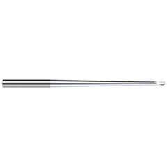 Ball End Mill: 0.125″ Dia, 0.1″ LOC, 2 Flute, Solid Carbide 2″ OAL, 3/16″ Shank Dia, 45 ° Helix, TiB2 Coated, Single End