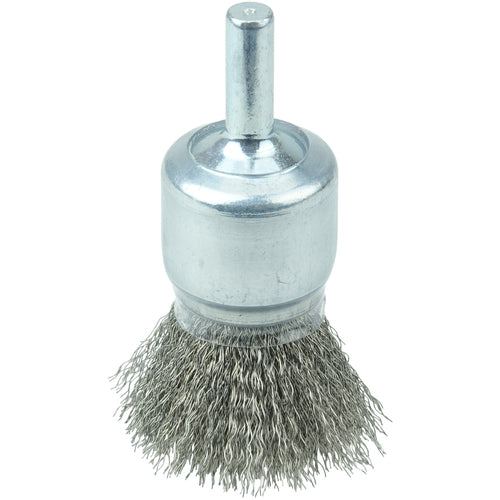 3/4″ Coated Cup Crimped Wire End Brush, .006″ Stainless Steel Fill - USA Tool & Supply