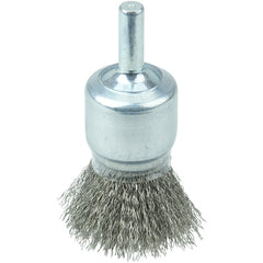 3/4″ Coated Cup Crimped Wire End Brush, .006″ Stainless Steel Fill - USA Tool & Supply