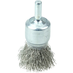 3/4″ Coated Cup Crimped Wire End Brush, .0104″ Stainless Steel Fill - USA Tool & Supply