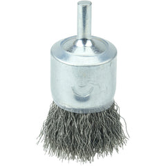 1″ Coated Cup Crimped Wire End Brush, .0104″ Stainless Steel Fill - USA Tool & Supply