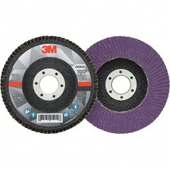 3M - 4-1/2" Disc Diam, 7/8" Center Hole, Type 27 Ceramic Flap Disc - 13,300 Max RPM, Fiberglass Backing, Arbor Attaching System, Coated - USA Tool & Supply