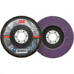 3M - 4-1/2" Disc Diam, 7/8" Center Hole, Type 29 Ceramic Flap Disc - 13,300 Max RPM, Fiberglass Backing, Arbor Attaching System, Coated - USA Tool & Supply
