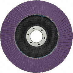 3M - 4-1/2" Disc Diam, 7/8" Center Hole, Type 27 Ceramic Flap Disc - 13,300 Max RPM, Fiberglass Backing, Arbor Attaching System, Coated - USA Tool & Supply