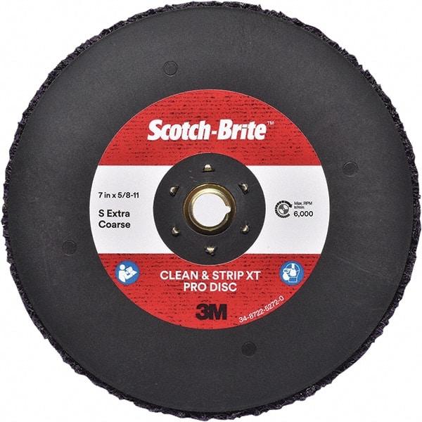 3M - 7" Extra Coarse Grade Silicon Carbide Deburring Disc - 5/8-11 Threaded Center Hole, Quick Change Connection, Purple, 6,000 Max RPM - USA Tool & Supply