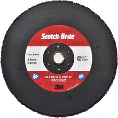 3M - 7" Extra Coarse Grade Silicon Carbide Deburring Disc - 5/8-11 Threaded Center Hole, Quick Change Connection, Purple, 6,000 Max RPM - USA Tool & Supply