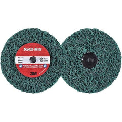3M - 4" Extra Coarse Grade Aluminum Oxide Deburring Disc - 1" Center Hole, Quick Change Connection, Green, 8,000 Max RPM - USA Tool & Supply