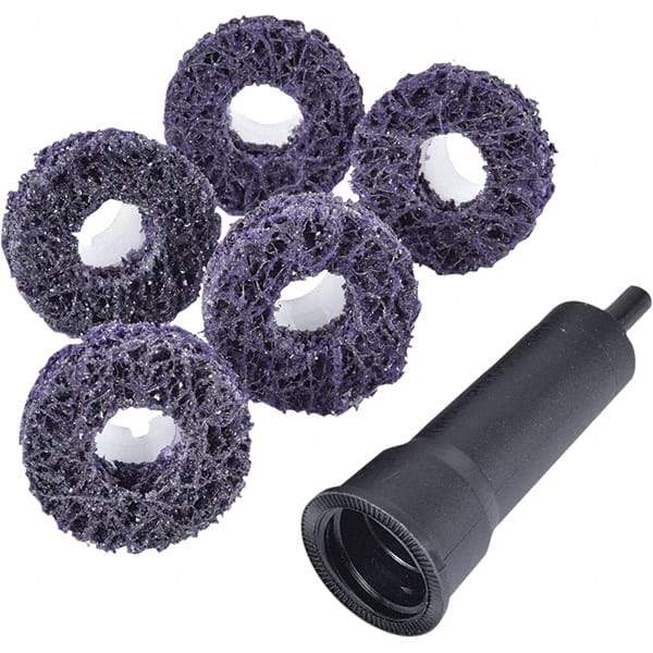 3M - 4" Extra Coarse Grade Silicon Carbide Deburring Disc - 5/8" Center Hole, Quick Change Connection, Purple, 20,000 Max RPM - USA Tool & Supply