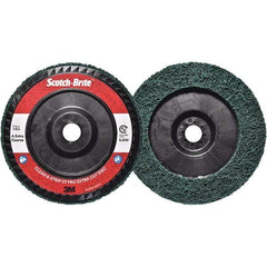 3M - 7" Extra Coarse Grade Aluminum Oxide Deburring Disc - 7/8" Center Hole, Quick Change Connection, Green, 8,600 Max RPM - USA Tool & Supply