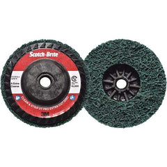 3M - 4-1/2" Extra Coarse Grade Aluminum Oxide Deburring Disc - 5/8-11 Threaded Center Hole, Quick Change Connection, Green, 13,300 Max RPM - USA Tool & Supply