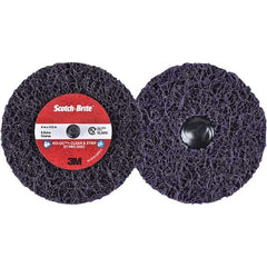 3M - 4" Extra Coarse Grade Silicon Carbide Deburring Disc - 1/2" Center Hole, Quick Change Connection, Purple, 12,000 Max RPM - USA Tool & Supply