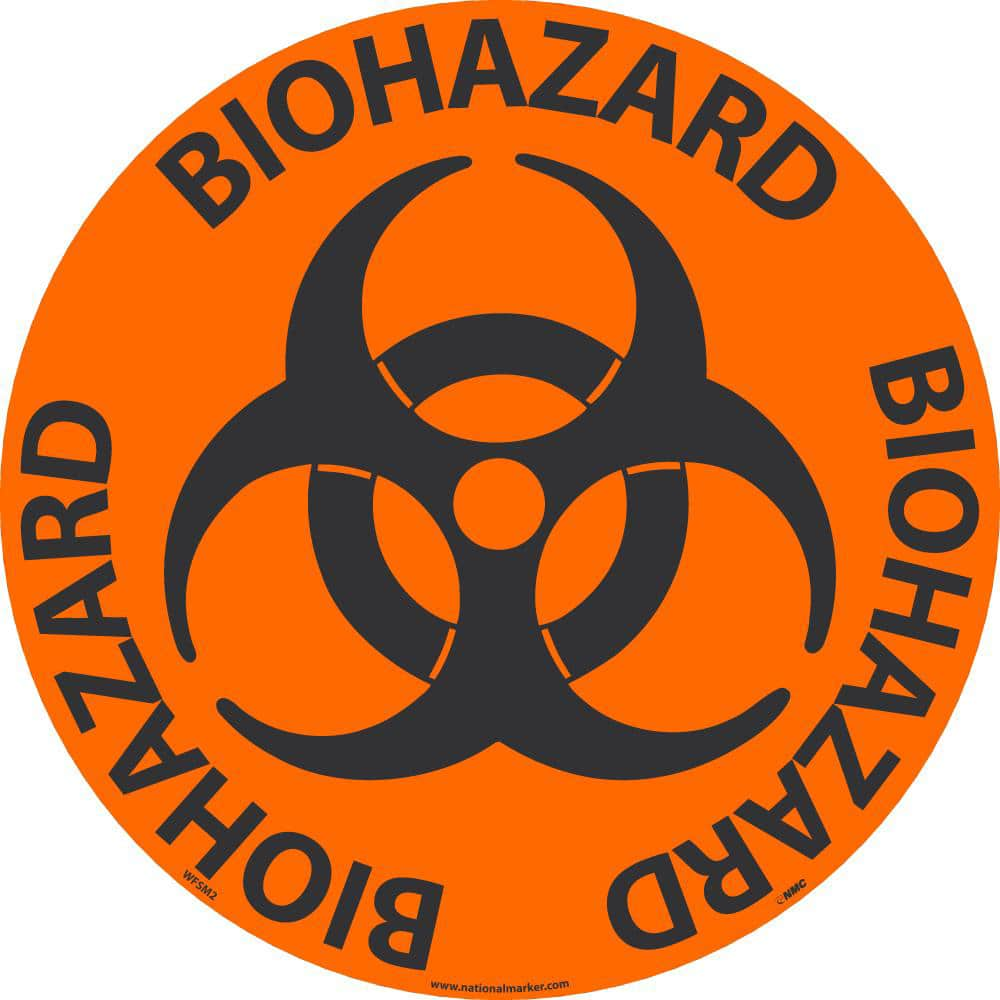 NMC - Adhesive Backed Floor Signs; Message Type: Hazardous Materials ; Graphic Type: Biohazard Symbol ; Message or Graphic: Message & Graphic ; Legend: Biohazard ; Color: Orange; Black ; Special Color Properties: No Special Properties - Exact Industrial Supply