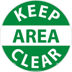 NMC - Adhesive Backed Floor Signs; Message Type: Accident Prevention ; Graphic Type: None ; Message or Graphic: Message Only ; Legend: Keep Area Clear ; Color: Green; White ; Special Color Properties: No Special Properties - Exact Industrial Supply