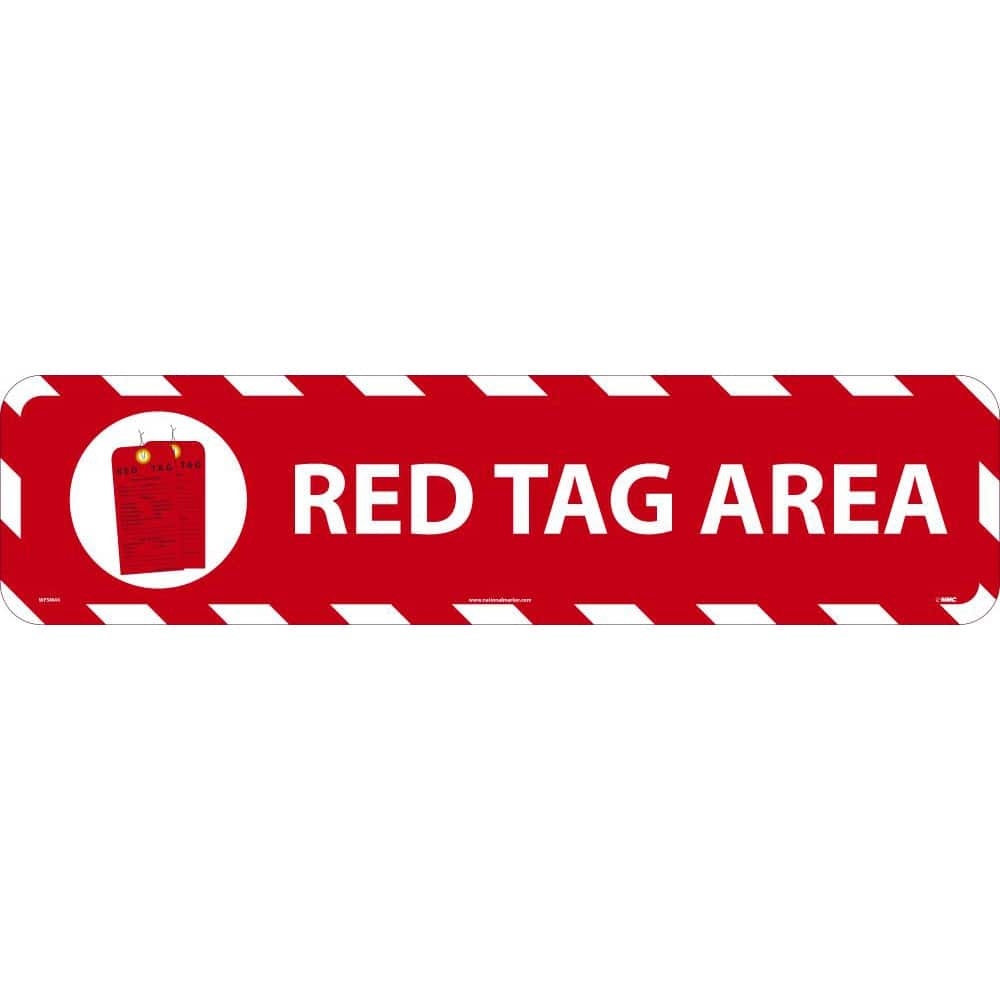 NMC - Adhesive Backed Floor Signs; Message Type: Restroom, Janitorial & Housekeeping ; Graphic Type: Red Tag ; Message or Graphic: Message & Graphic ; Legend: Red Tag Area ; Color: Red; White ; Special Color Properties: No Special Properties - Exact Industrial Supply