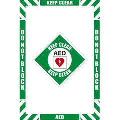 NMC - Adhesive Backed Floor Signs; Message Type: Security & Admittance ; Graphic Type: Arc Flash ; Message or Graphic: Message & Graphic ; Legend: AED Keep Clear ; Color: Green; White; Black; Red ; Special Color Properties: No Special Properties - Exact Industrial Supply