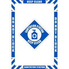 NMC - Adhesive Backed Floor Signs; Message Type: Restroom, Janitorial & Housekeeping ; Graphic Type: Sanitation Station ; Message or Graphic: Message & Graphic ; Legend: Sanitation Station Keep Clear ; Color: Blue; White ; Special Color Properties: No Sp - Exact Industrial Supply