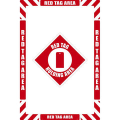 NMC - Adhesive Backed Floor Signs; Message Type: Restroom, Janitorial & Housekeeping ; Graphic Type: Red Tag ; Message or Graphic: Message & Graphic ; Legend: Red Tag Holding Area ; Color: Red; White ; Special Color Properties: No Special Properties - Exact Industrial Supply