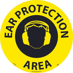 NMC - Adhesive Backed Floor Signs; Message Type: Accident Prevention ; Graphic Type: Head w/Ear Protection ; Message or Graphic: Message & Graphic ; Legend: Ear Protection Area ; Color: Black; Yellow ; Special Color Properties: No Special Properties - Exact Industrial Supply