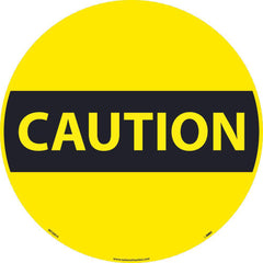 NMC - Adhesive Backed Floor Signs; Message Type: Restroom, Janitorial & Housekeeping ; Graphic Type: Caution Header ; Message or Graphic: Message & Graphic ; Legend: Caution ; Color: Black; Yellow ; Special Color Properties: No Special Properties - Exact Industrial Supply