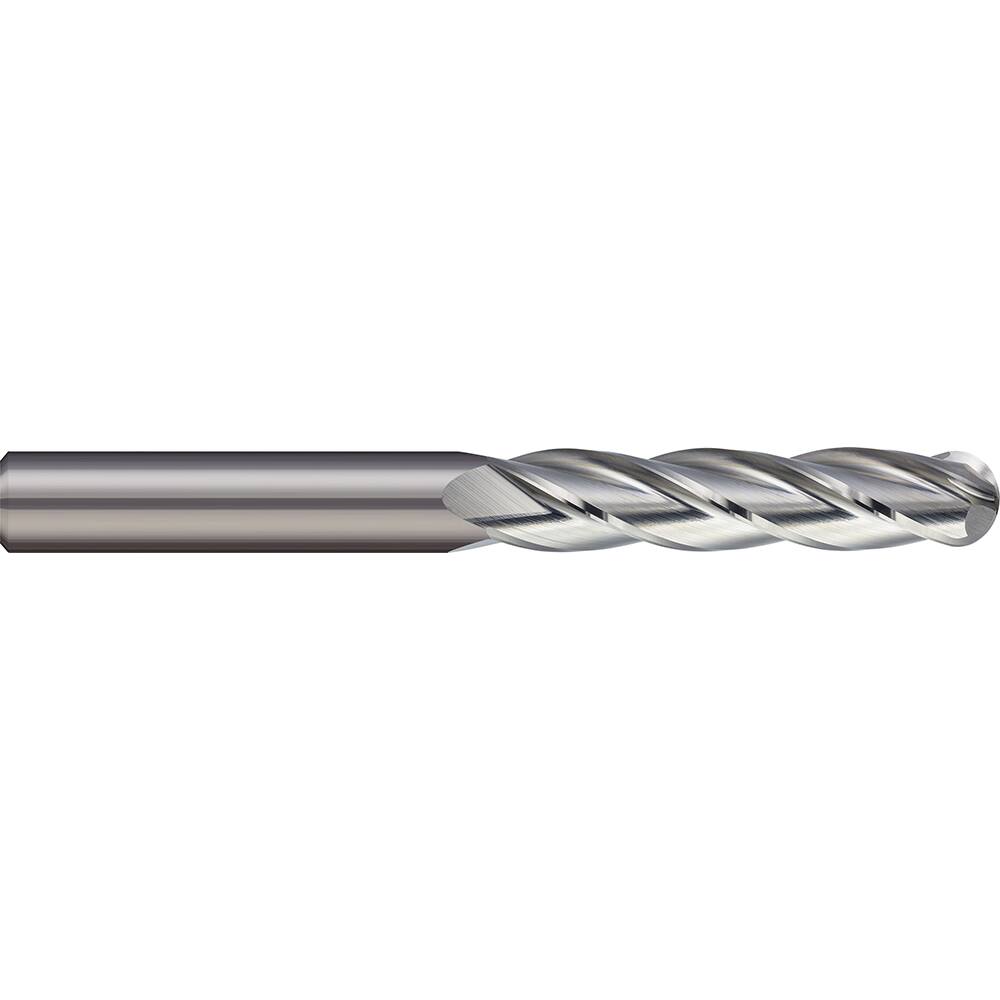 Micro 100 - Ball End Mills; Mill Diameter (mm): 25.00 ; Mill Diameter (Decimal Inch): 0.9843 ; Number of Flutes: 4 ; Length of Cut (mm): 75.0000 ; Length of Cut (Decimal Inch): 2.9528 ; Material: Solid Carbide - Exact Industrial Supply