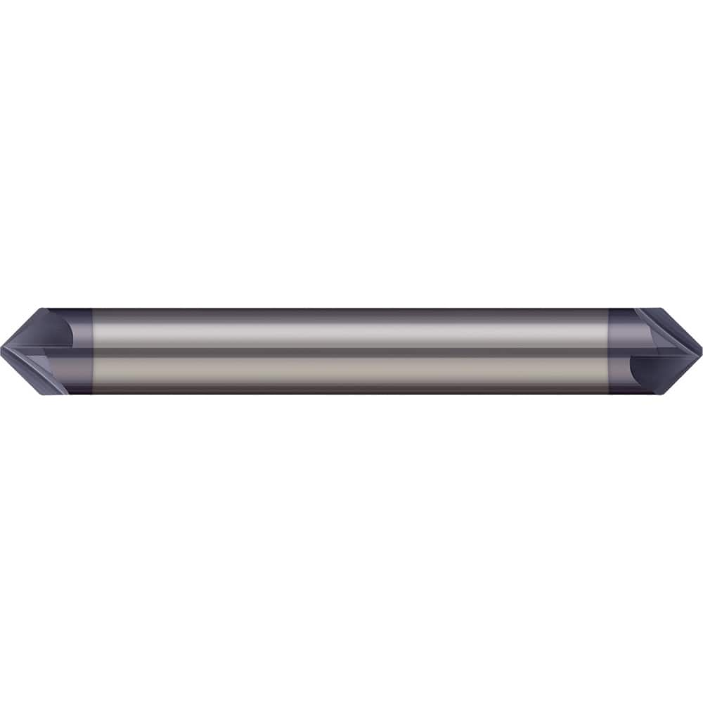 Micro 100 - 1/4" Diam 82°/98° 6-Flute Double End Solid Carbide Chamfer Mill - Exact Industrial Supply