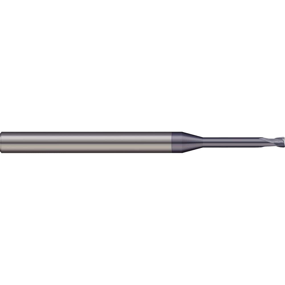 Corner Radius End Mill: 0.0591″ Dia, 0.0591″ LOC, 2 Flutes, Solid Carbide 30 ° Helix, AlTiN Coated, Corner Radius End