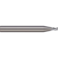 Corner Radius End Mill: 0.0938″ Dia, 1/8″ LOC, 0.01″ Radius, 2 Flutes, Solid Carbide 1-1/2″ OAL, 1/8″ Shank Dia, 20 ° Helix, Bright/Uncoated, Corner Radius End