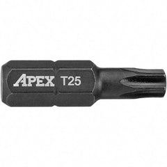 Apex - 1/4" Drive T25 Torx Screwdriver Bit - 1" OAL, Insert Bit - USA Tool & Supply