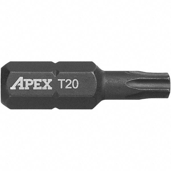 Apex - 1/4" Drive T20 Torx Screwdriver Bit - 1" OAL, Insert Bit - USA Tool & Supply