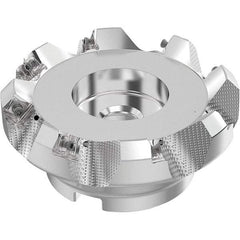 Seco - 5" Cut Diam, 1-1/2" Arbor Hole, 0.236" Max Depth of Cut, 48° Indexable Chamfer & Angle Face Mill - 8 Inserts, SN.. Insert, Right Hand Cut, 8 Flutes, Through Coolant, Series R220.54 - USA Tool & Supply