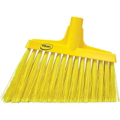 Vikan - 11-1/2" Wide, Yellow Polyester Bristles, Angled Broom - Flagged, Water Resistant - USA Tool & Supply