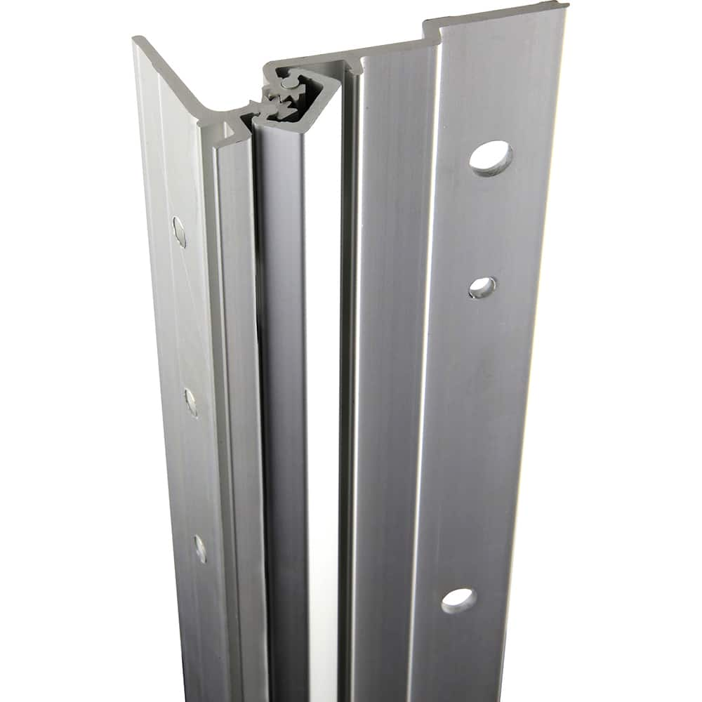 Piano Hinge: Full Surface, 4″ Wide, 83″ Long, 0.112″ Thick Aluminum, Clear Anodized Finish