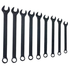Blackhawk by Proto - 9 Piece, 1/4" to 3/4", 12 Point Combination Wrench - Inch Measurement Standard, Black Finish, Comes in Vinyl Roll - USA Tool & Supply