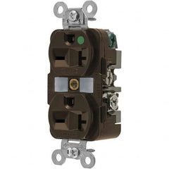 Hubbell Wiring Device-Kellems - 250 VAC 20A NEMA 6-20R Hospital Grade Brown Straight Blade Duplex Receptacle - USA Tool & Supply